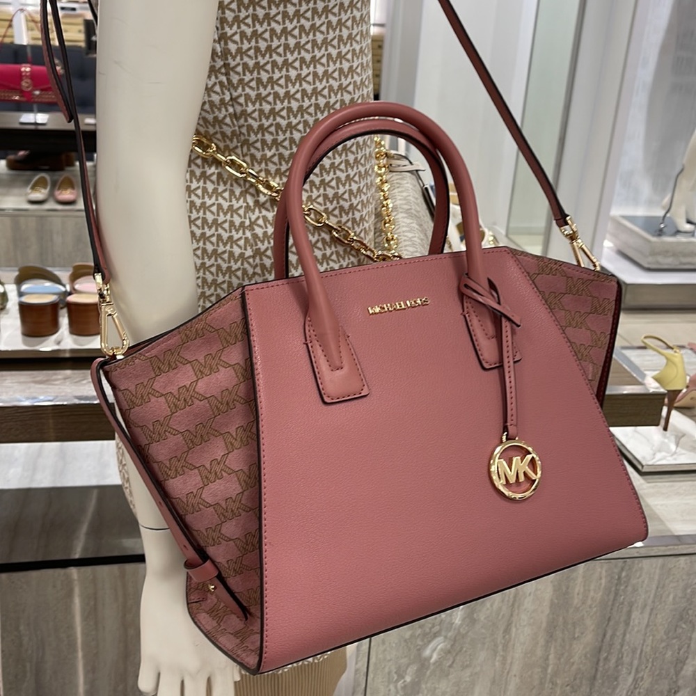 Michael Kors Avril Large Top Zip Satchel Shoulder Bag 
Rose - Picture 3 of 16
